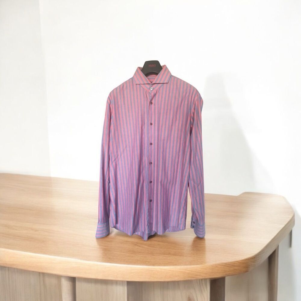 Hugo Boss Men's Purple Striped Shirt